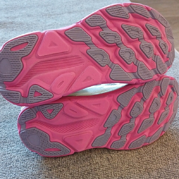 Hoka Women's White and Yellow Athletic Shoes with Pink Soles - Picture 7 of 15